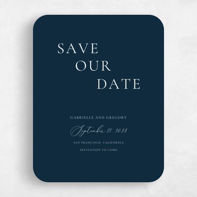 Blue Rounded Wedding Save the Date - Olney Portrait
