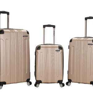 Fox Luggage - Rockland Luggage 3 Piece Abs Upright Luggage Set, Champagne, Medium