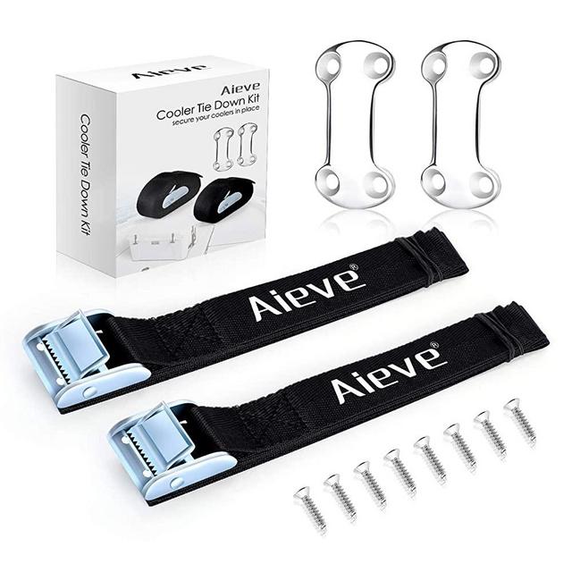 AIEVE Cooler Tie Down Kit, Cooler Tie Down Straps for YETI Tie Down Kit Cooler Straps Secure YETI Coolers RTIC Coolers to Boat, Deck, Truck Bed, Trailer Prevent from Slipping Cooler Accessories