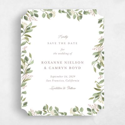 White Ticket Wedding Save the Date - Orphne Portrait