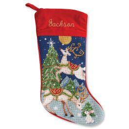 Reindeer Heirloom Needlepoint Personalized Christmas Stocking