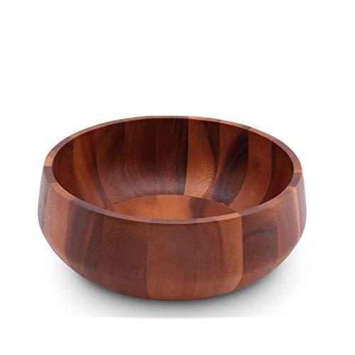 Arthur Court Acacia Wood Serving Bowl for Fruits or Salads Modern Round Shape Style Large 11" Diameter x 4.5" Tall Wooden Single Bowl