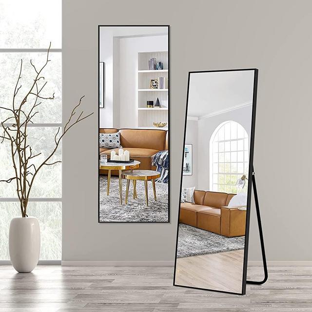 NicBex Full Length Mirror, 43x16 Aluminum Alloy Frame Large Wall Mirror, Vanity Mirror, Bedroom Mirror, Dressing Mirror, Living Room Mirror,Black
