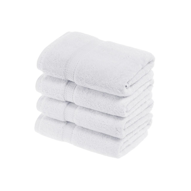 Solid Luxury Premium Cotton 4 Piece Hand Towel Set, White - Blue Nile Mills