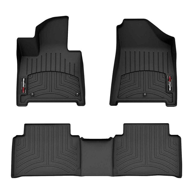 WeatherTech Custom Fit FloorLiners for Hyundai Santa Fe, Santa Fe, Santa Fe - 1st & 2nd Row (441865-1-2), Black