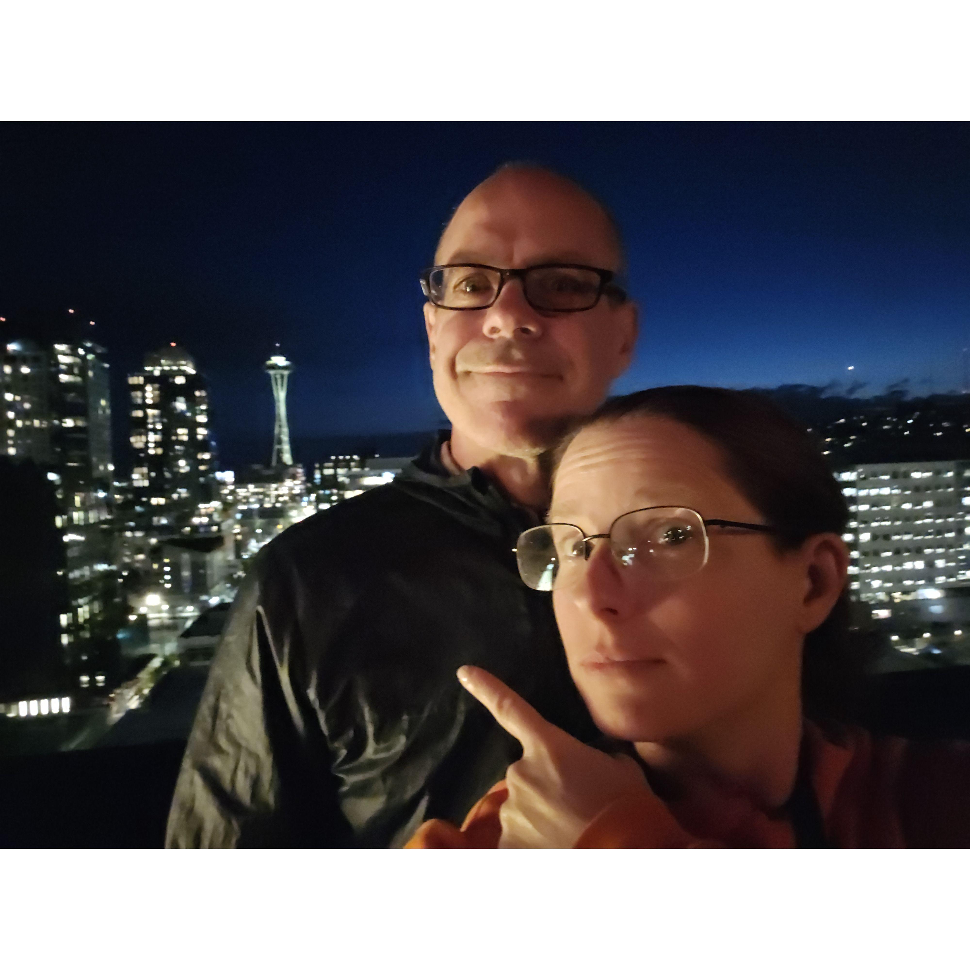 First night as a married couple, chilling in Seattle and enjoying the view of the Space Needle! (Honeymoon)