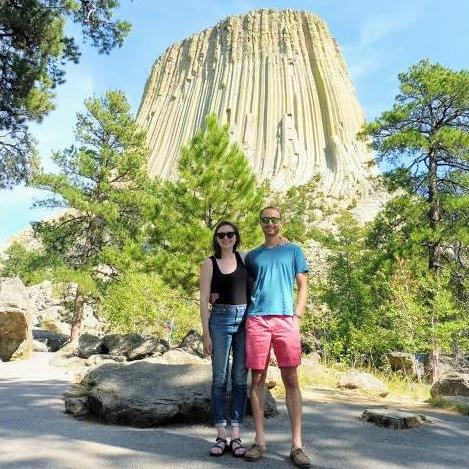 At Devil's Tower Monument on a trip with Lizzie's family to South Dakota in August 2019