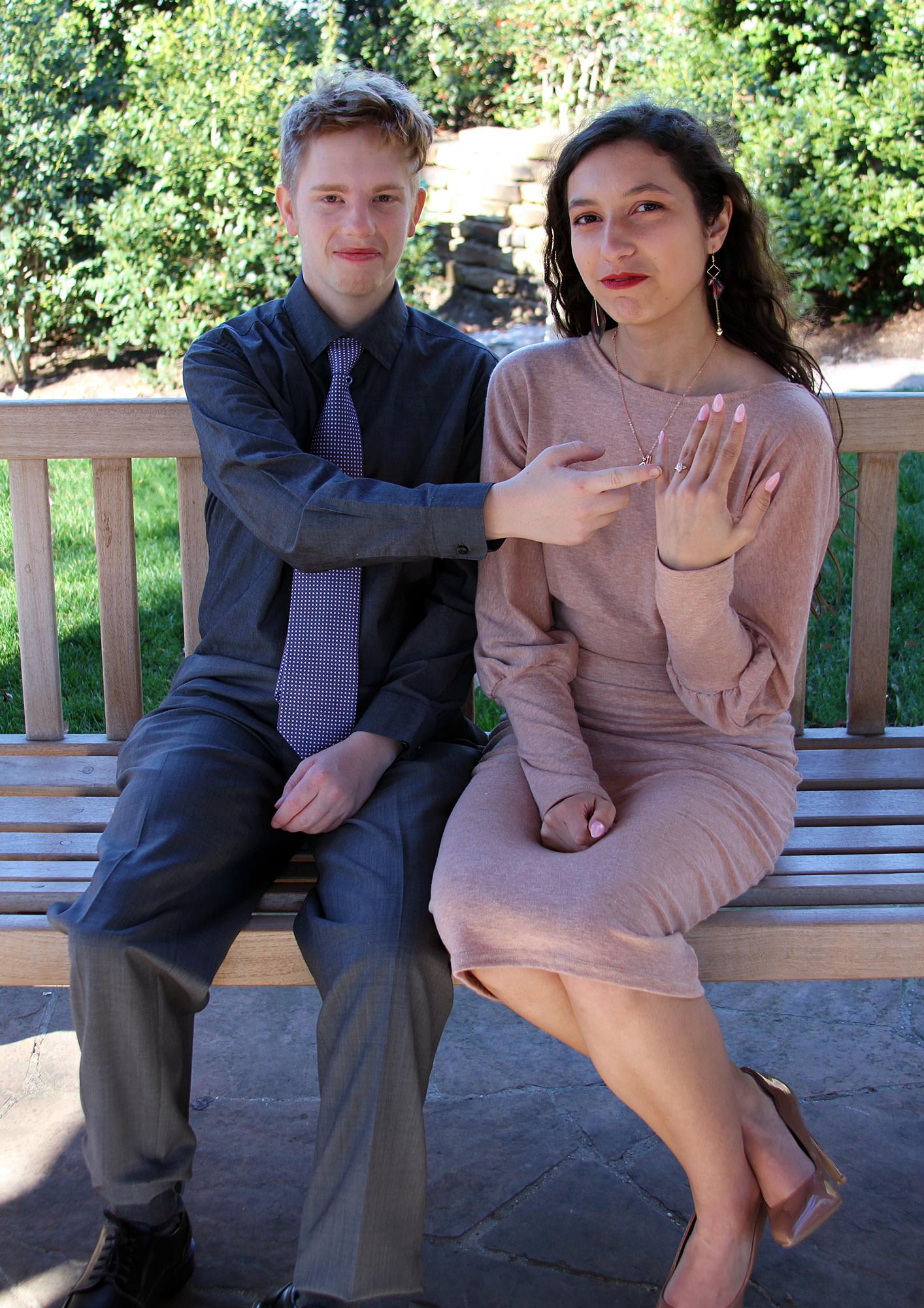 On a bench in the pavilion at the Arboretum