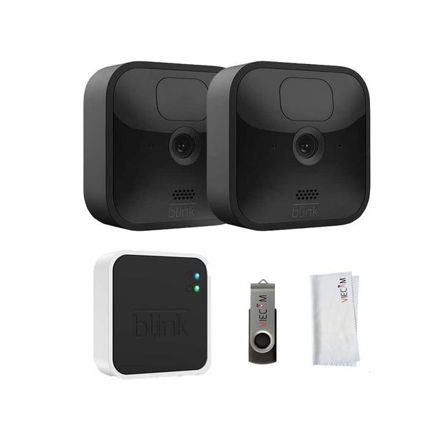 Blink Outdoor 2 Camera Kit | Wireless & Water Resistant Motion Detection HD Security Cameras | Kit Includes 2 Cameras + 1 Sync Module + 1 32GB USB Drive + 1 VIECAM Cleaning Cloth
