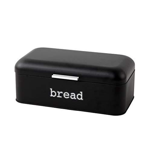 Bread Box for Kitchen Counter - Stainless Steel Bread Bin Storage Container For Loaves, Pastries, and More - Retro/Vintage Inspired Design, Matte Black, 16.75 x 9 x 6.5 inches