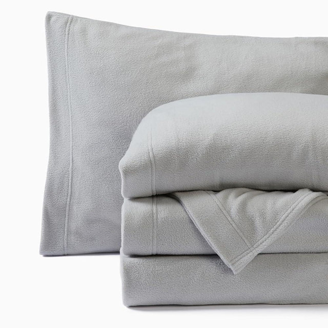 Springtree Home Ultra Soft Polar Fleece Sheets Set | King Size | Plush Micro Fleece Sheets King Size | Cozy Soft Winter Sheets | Fiona Collection - Light Grey