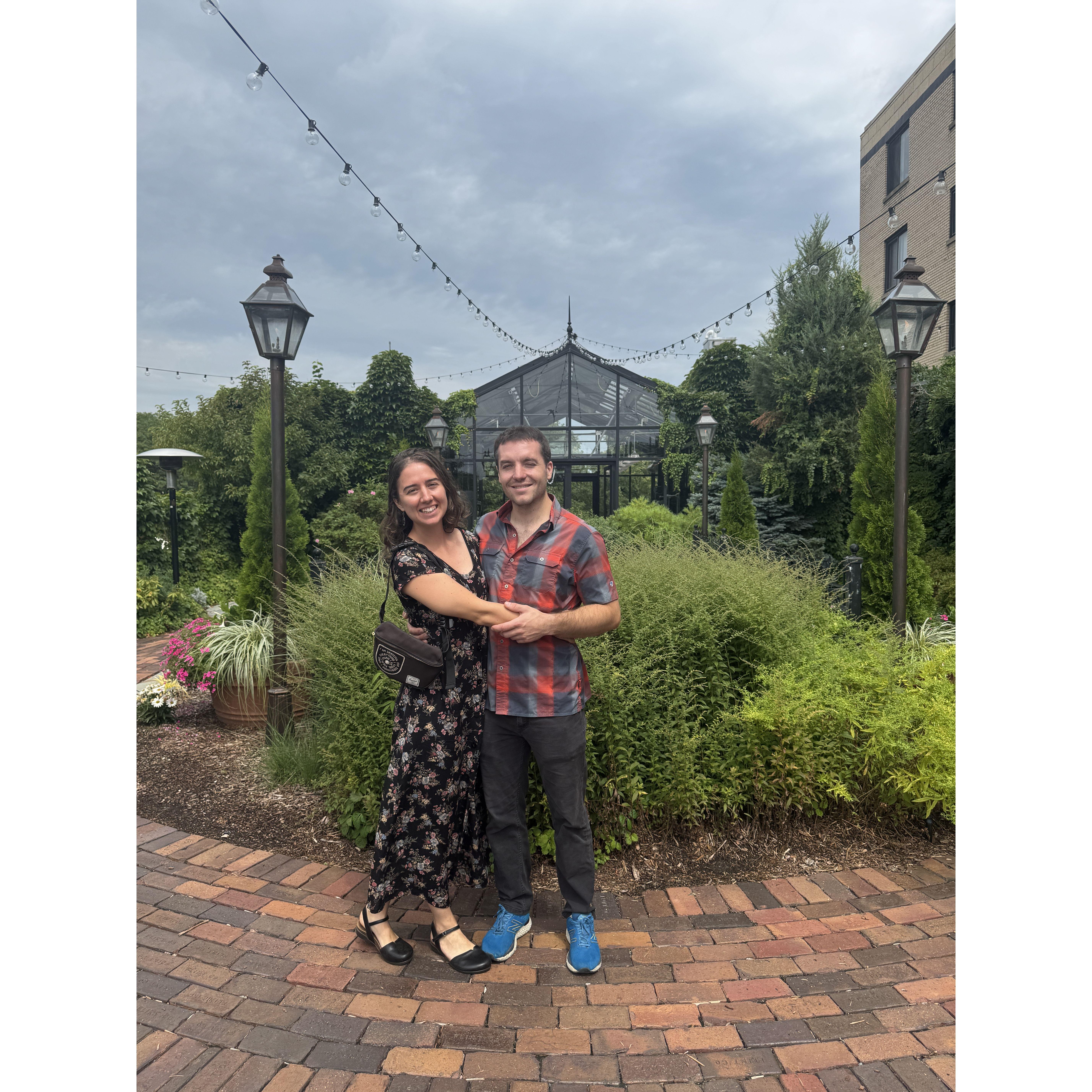Visiting the venue to plan the wedding!