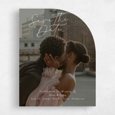 Beige Half arch Wedding Save the Date - Micah Photo