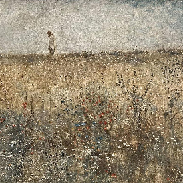 Mireita Jesus-Wall Art-Jesus Christ Among The Wildflowers Poster For Church Room Decor-Christian-Art Canvas Print Picture For Home Living Bedroom Office Decor