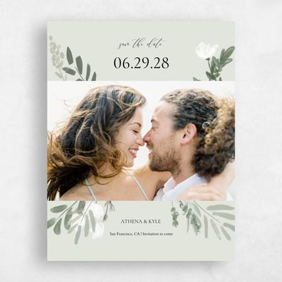 Lightest Green Wedding Save the Date - Oaklyn Photo
