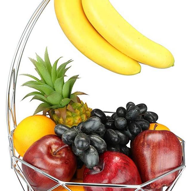 Fruit basket banana hanger, removable banana hanger, home decoration (chrome)