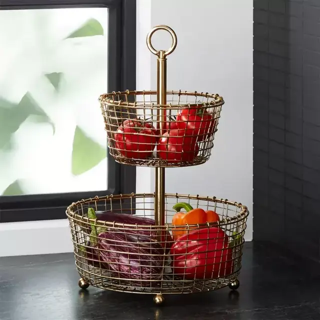 Bendt Gold 3-Tier Wire Fruit Basket
