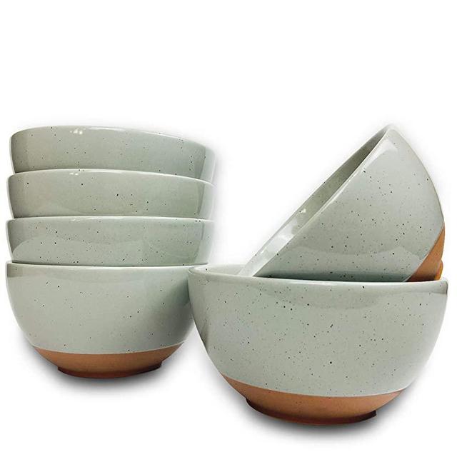 Mora Ceramic Small Dessert Bowls - 16oz, Set of 6 - Microwave, Oven and Dishwasher Safe, For Rice, Ice Cream, Soup, Snacks, Cereal, Chili, Side Dishes etc - Microwavable Kitchen Bowl, Earl Grey