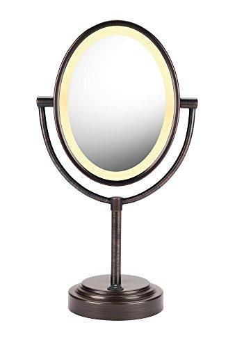 Conair Double-Sided Lighted Makeup Mirror - Lighted Vanity Makeup Mirror; 1x/7x magnification; Oiled Bronze Finish