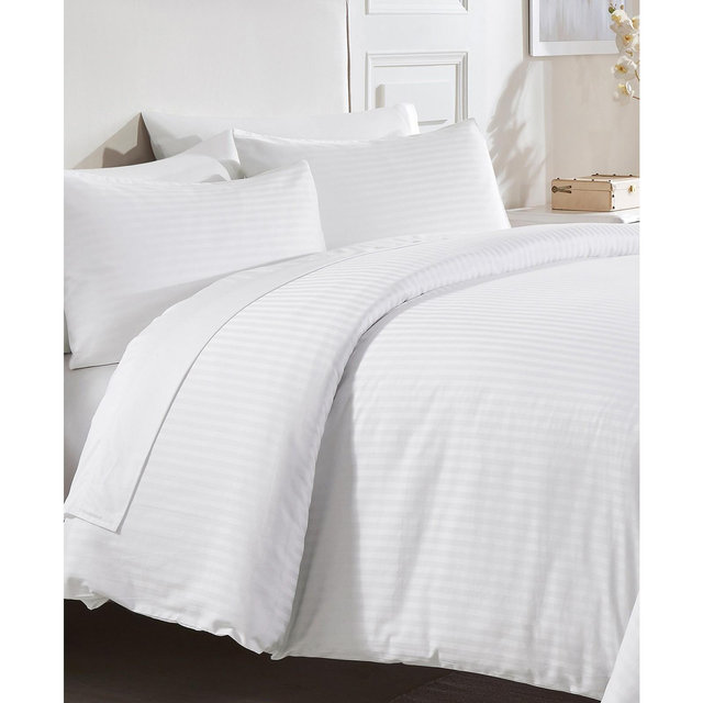 California Design Den Luxury Striped Duvet Cover Set 400 Thread Count Cotton Sateen, 3-Piece Comforter Cover with 2 Pillow Shams, King