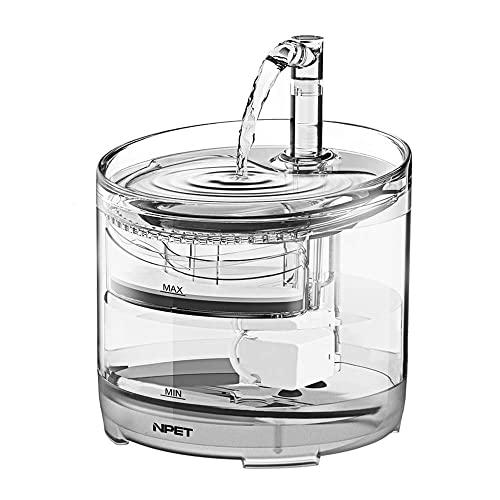 NPET WF050 Cat Water Fountain, Dog Water Dispenser, 1.5L Super Quiet Automatic Pet Drinking Fountain with Faucet Kits