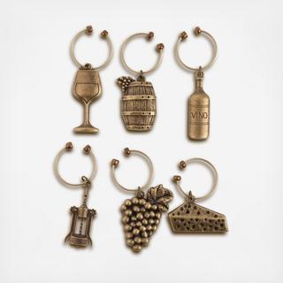 Grapevine Vineyard Wine Charms, Set of 6