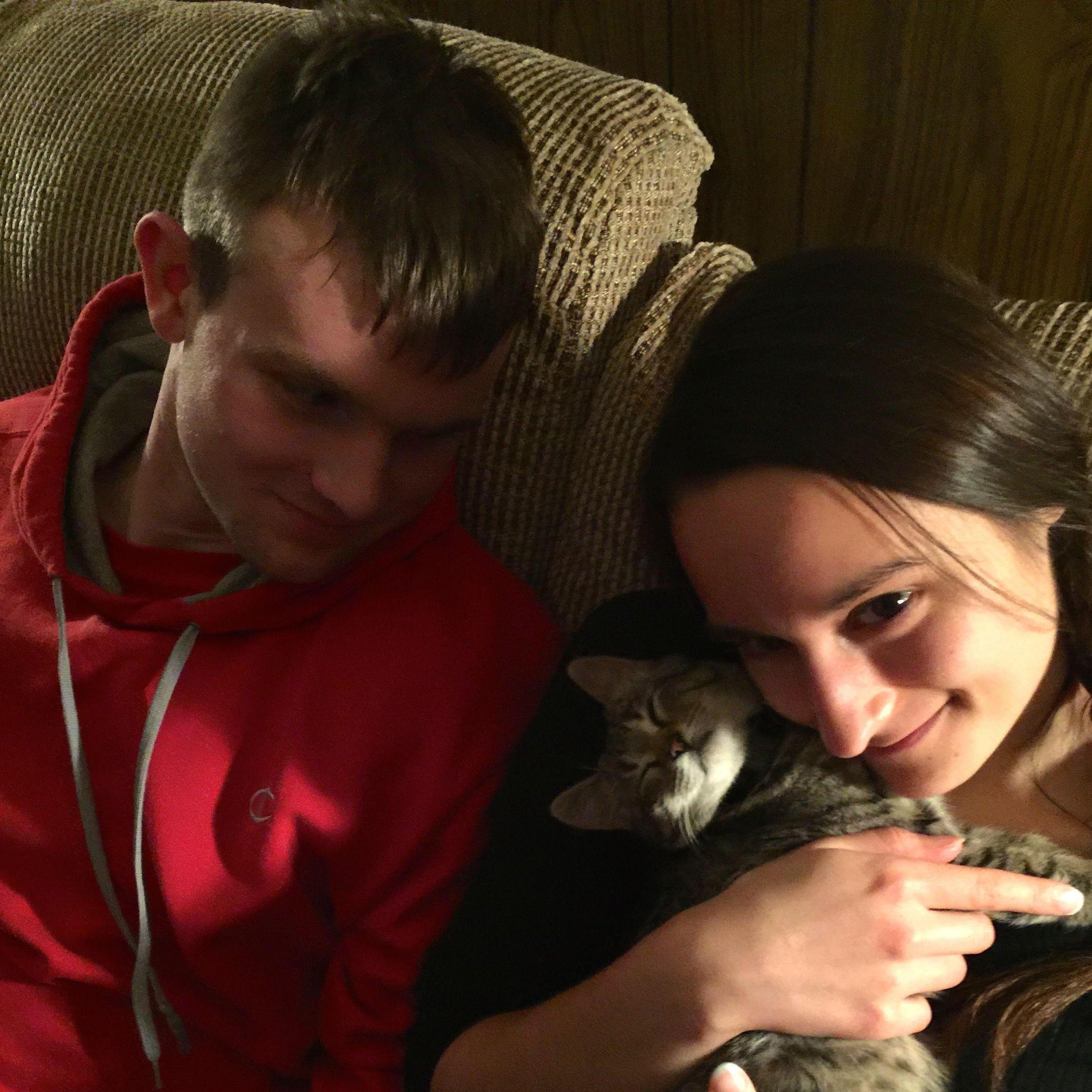 Meeting our kitten Zion for the first time, January 2016