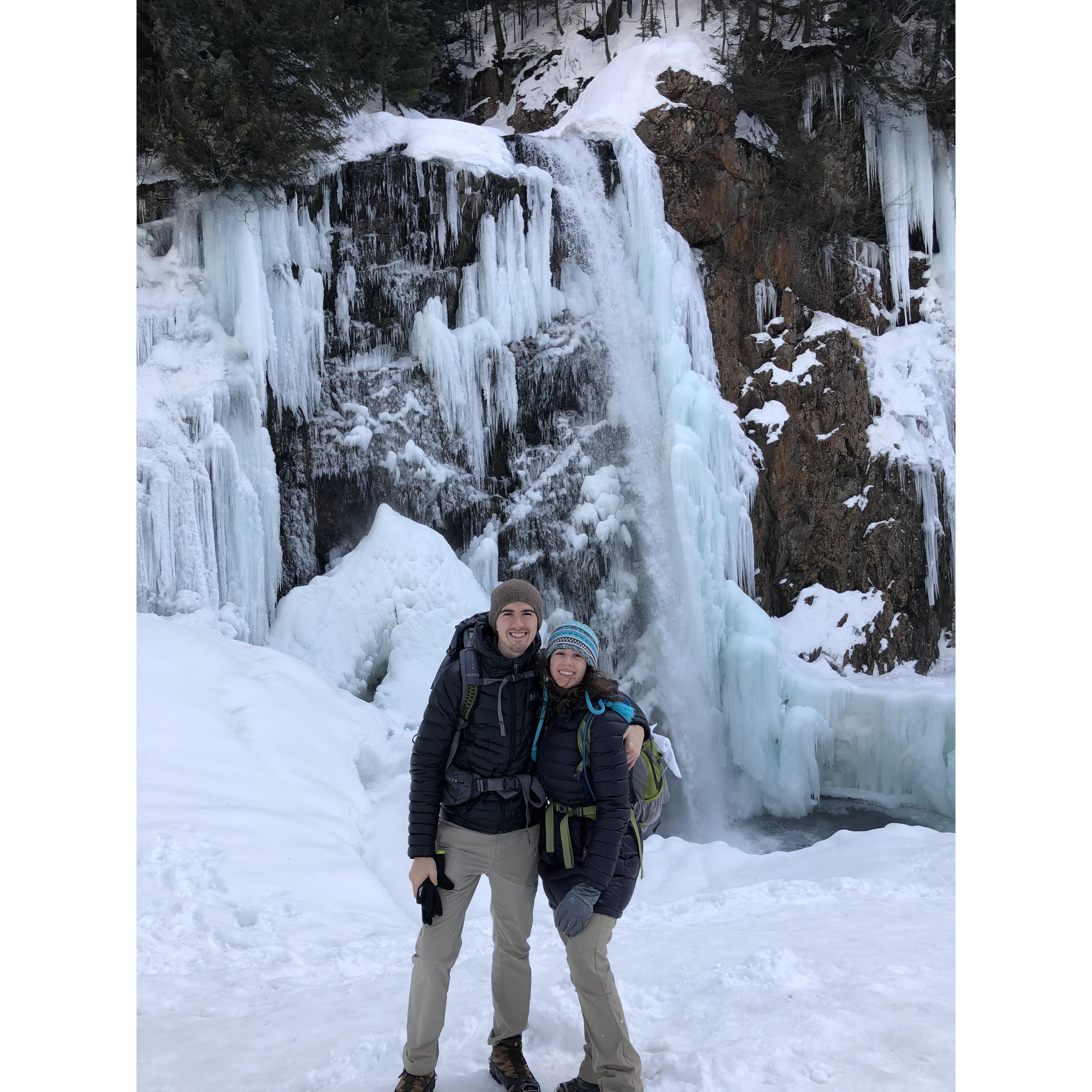 Frozen waterfalls.