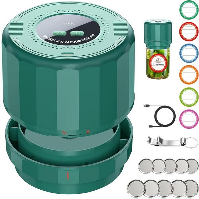 UNERVER M11 Mason Jar Vacuum Sealer - Electric Mason Jar Vacuum Sealer Kit with Wide and Regular Mouth Mason Lids, Jar Vacuum Sealer for Canning Jars, Vacuum Sealing Machine for Food Storage