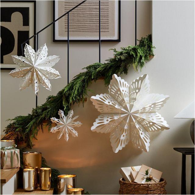 Paper Snowflake Ornaments Set, Large, Set of 3