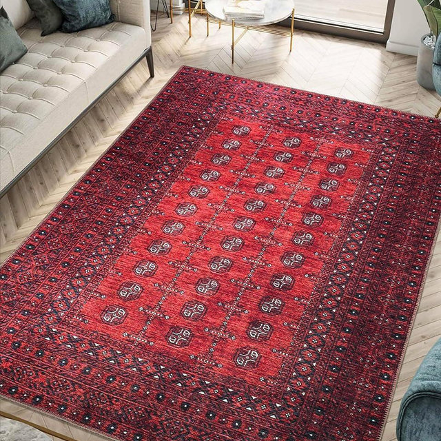 Keen Home Design 48"x72" Rug - Machine Washable Area Rug with Non-Slip Backing, Ideal for Living Room, Dining Room, Bedroom - Vintage, Easy Clean, Durable, Low Pile Rug - (4' x 6')
