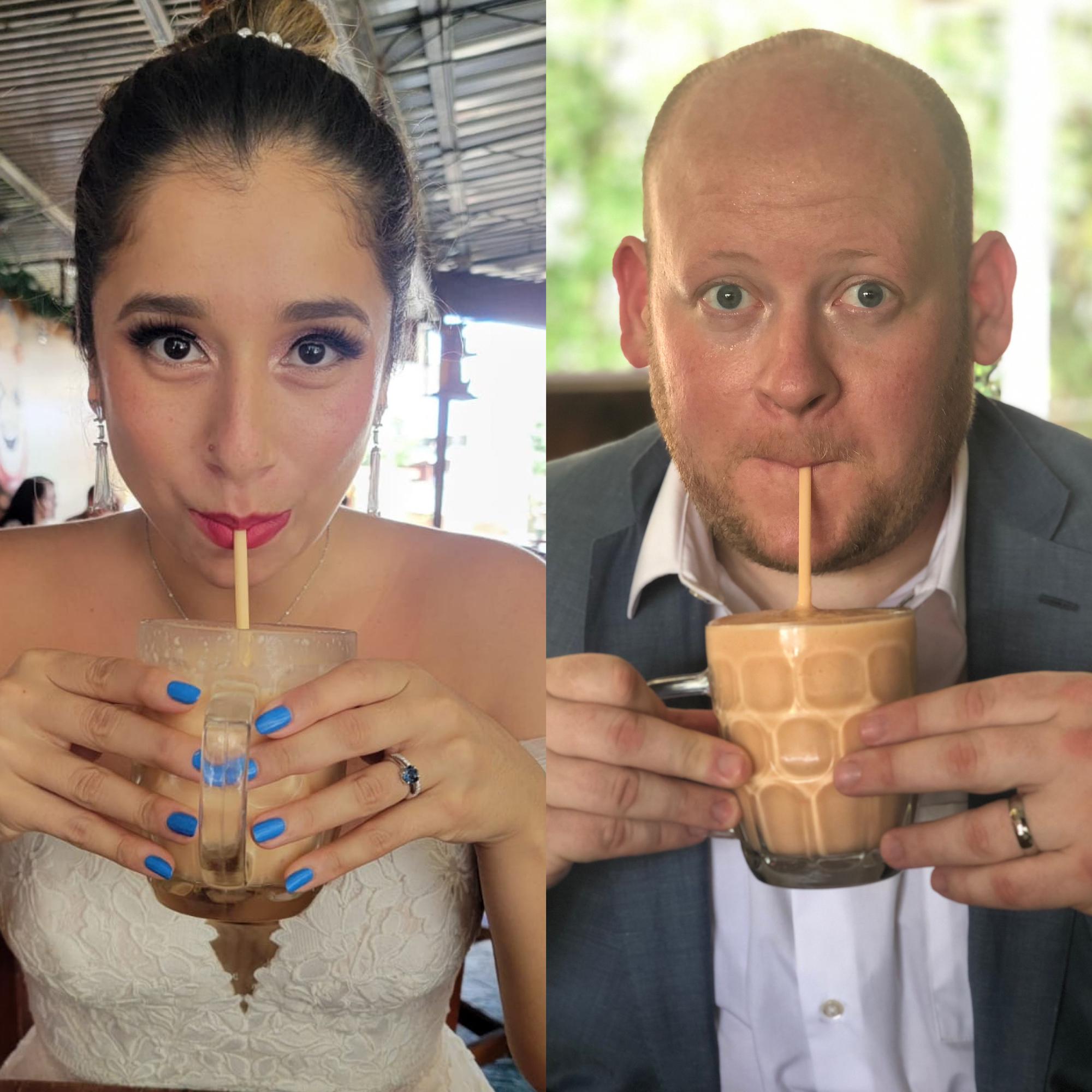First, uh, milkshakes as a married couple. It's important to note these milestones.