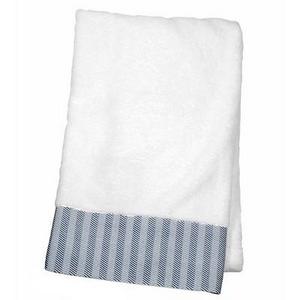 Decorative Luxury Bath Towel Blue Woven Border - Fieldcrest™