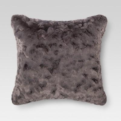 Gray Faux Fur Square Throw Pillow - Threshold™