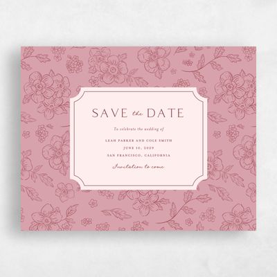 Dusty Pink Wedding Save the Date - Selindra Landscape