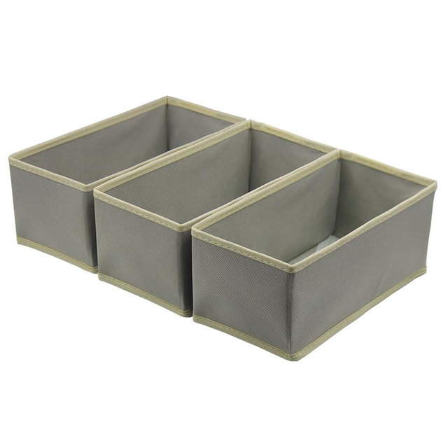 Bructhun Socks Drawer Organizer Set of 3 Pack Light Grey, Underwear Dividers, Closet Cabinet Wardrobe Dresser Storage Boxes for Panties Stockings Leggings Baby Clothes
