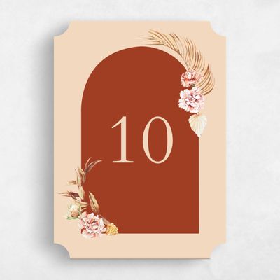 Orange Ticket Wedding Table Number - Caoba