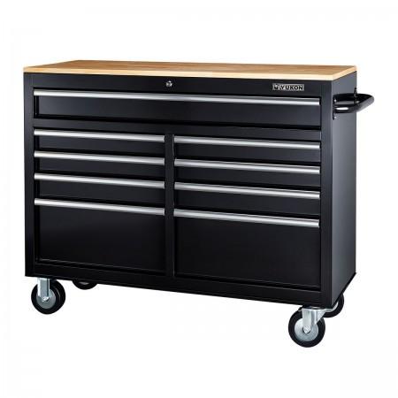 46 in. 9-Drawer Mobile Storage Cabinet with Solid Wood Top