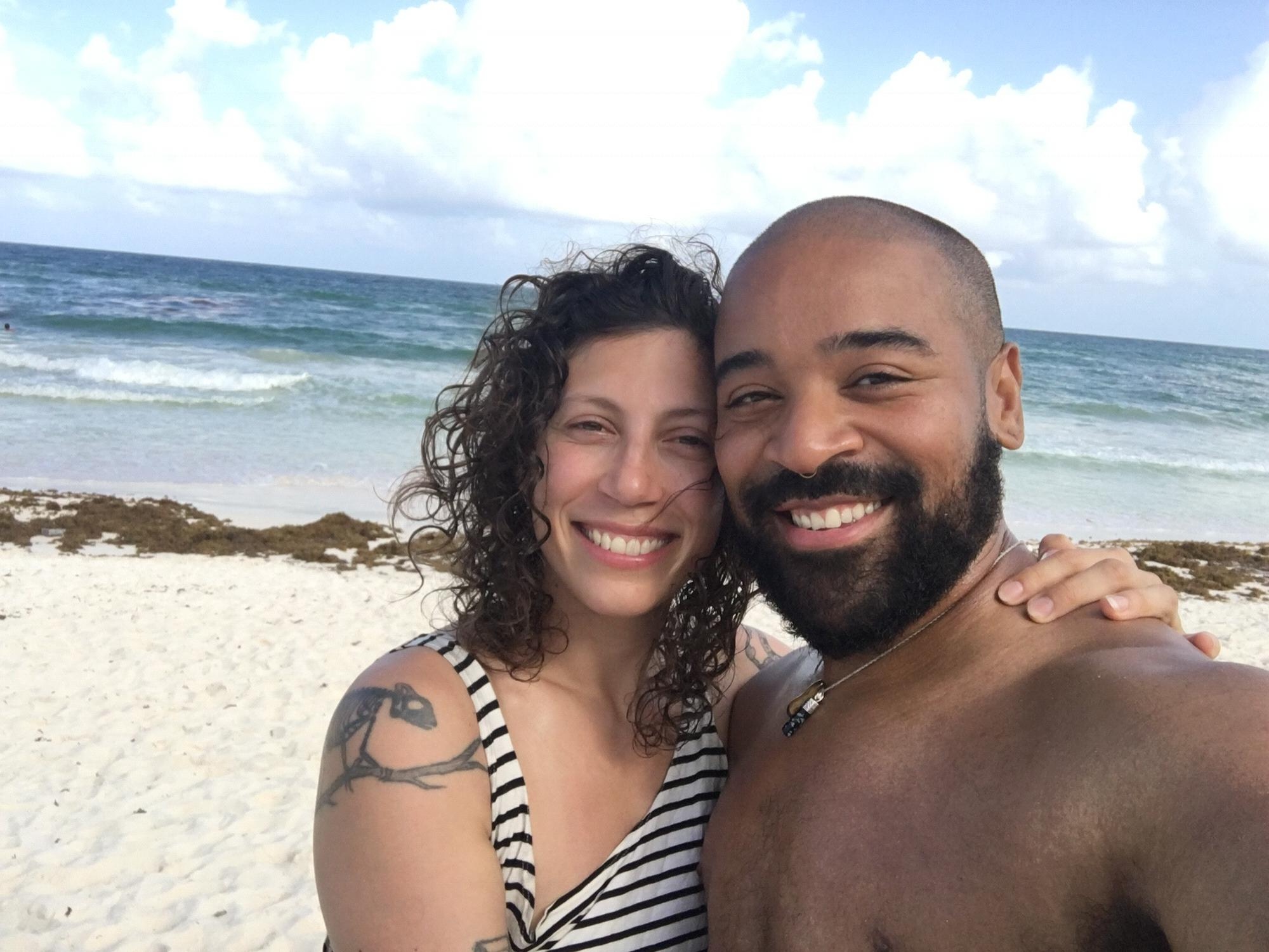 Vacation in Tulum. Right after we took this selfie hundreds of baby sea turtles hatched nearby and we watched them make their way into the ocean!