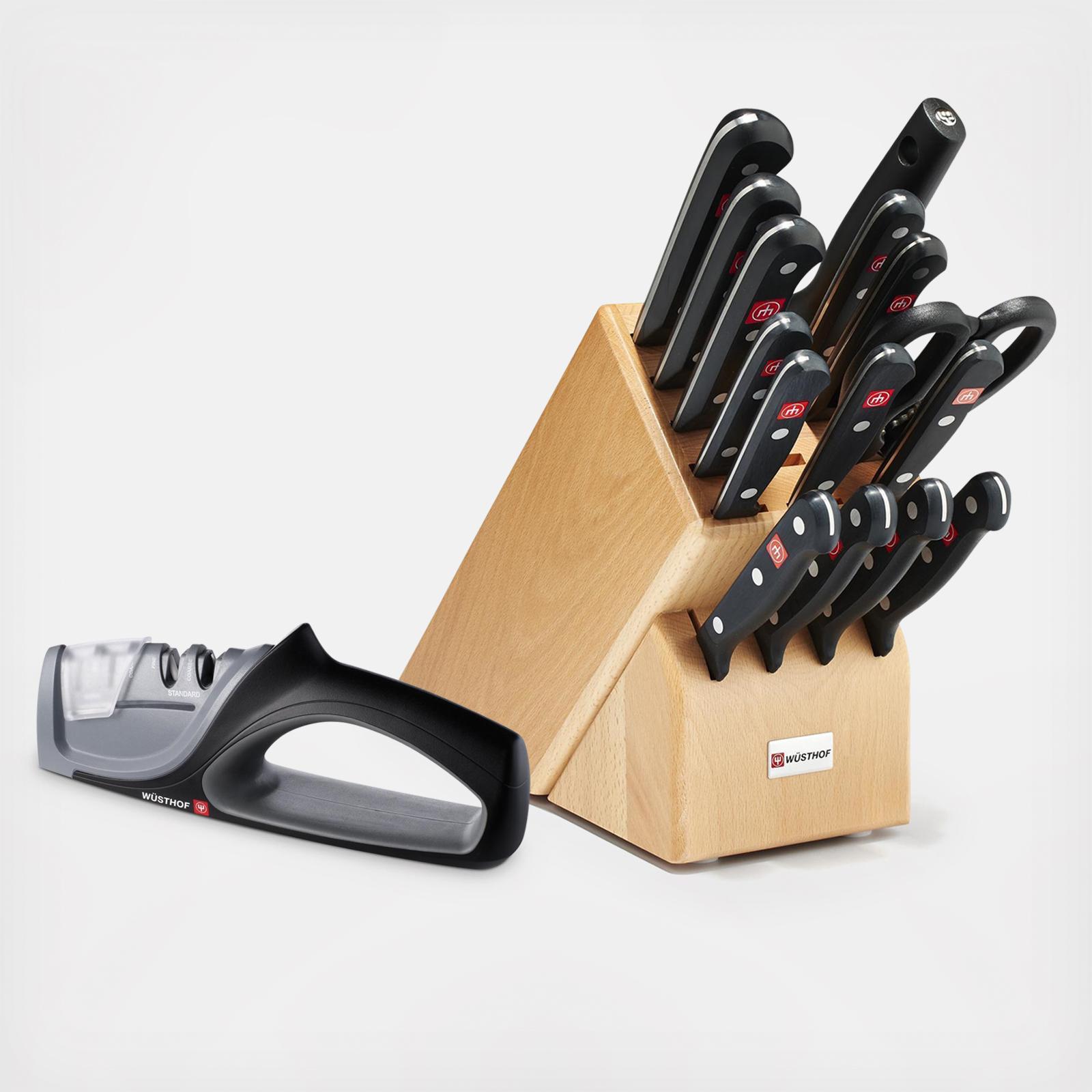 Wüsthof, 16Piece Gourmet Knife Block Set and Universal Sharpener Zola