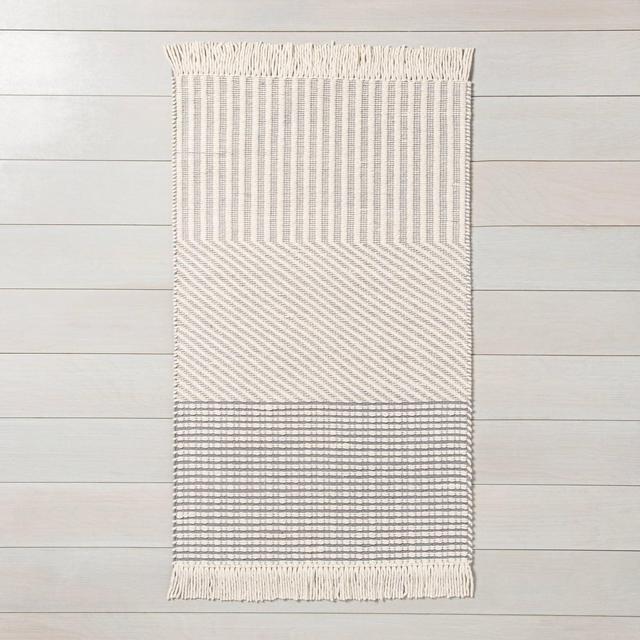 2' x 3' Tri-Patterned Area Rug Jet Gray / Sour Cream - Hearth & Hand™ with Magnolia