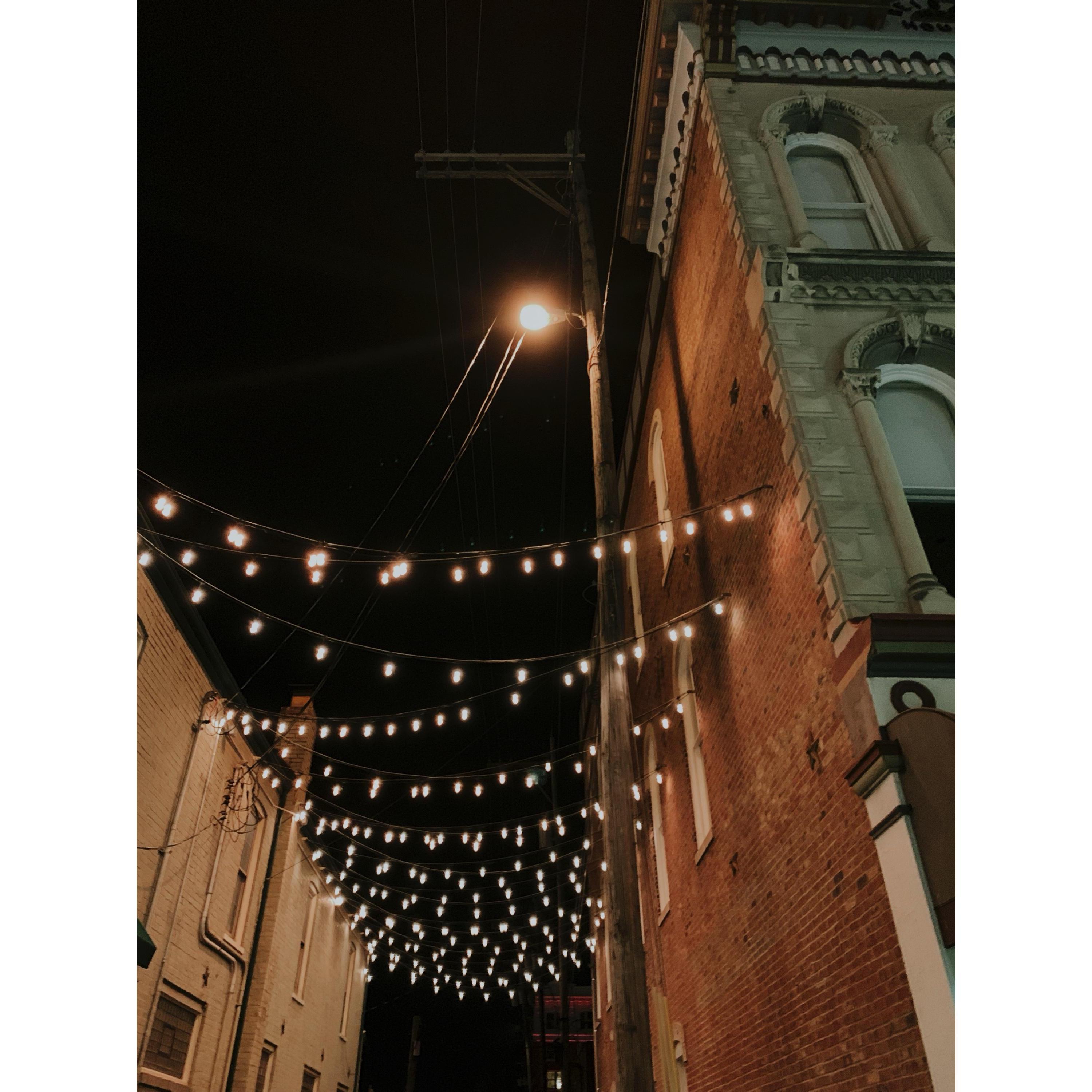 Taking in the New Albany architecture and lights.