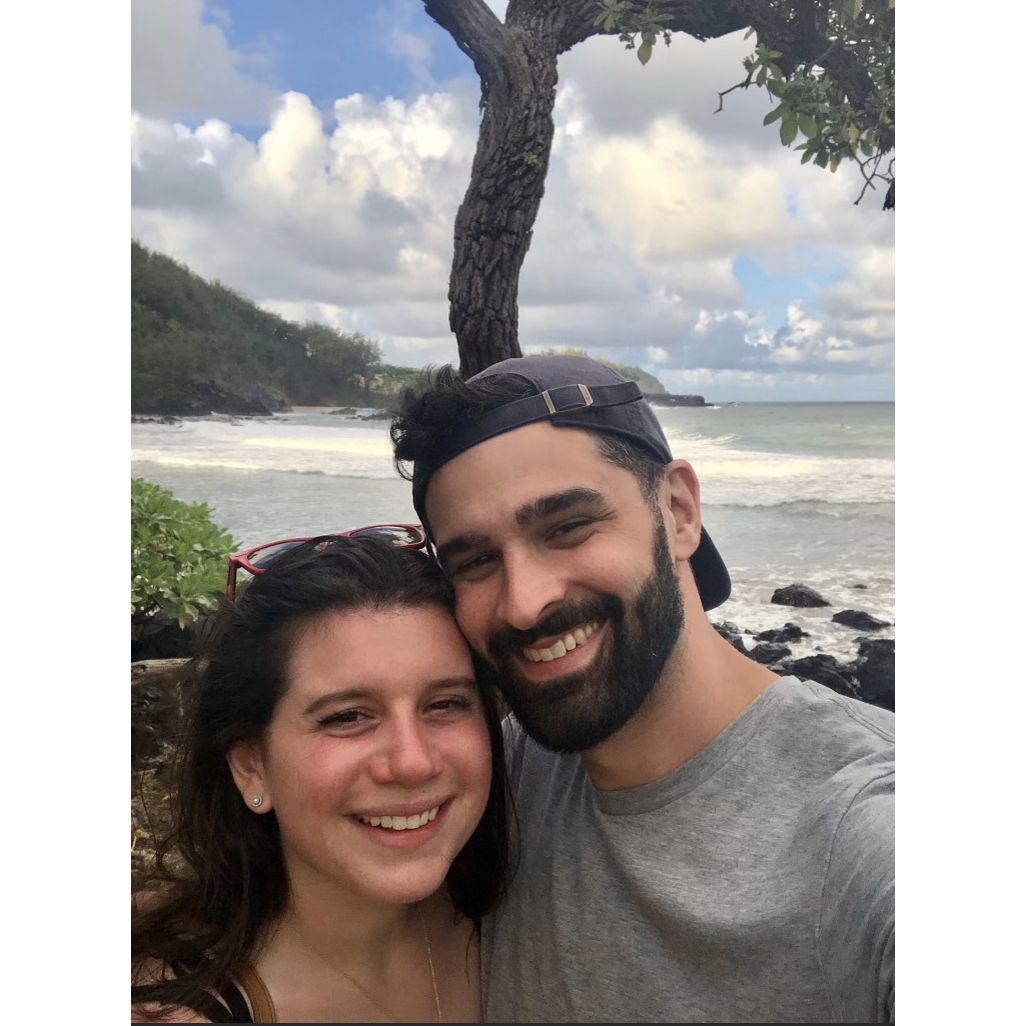 Us at Hamoa Beach (right next to Koki Beach) near Hana. Watched some talented surfers catching the big waves over here!