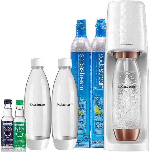 SodaStream Fizzi Sparkling Water Maker Bundle (Rose Gold), with CO2, BPA free Bottles, and bubly drops Flavors