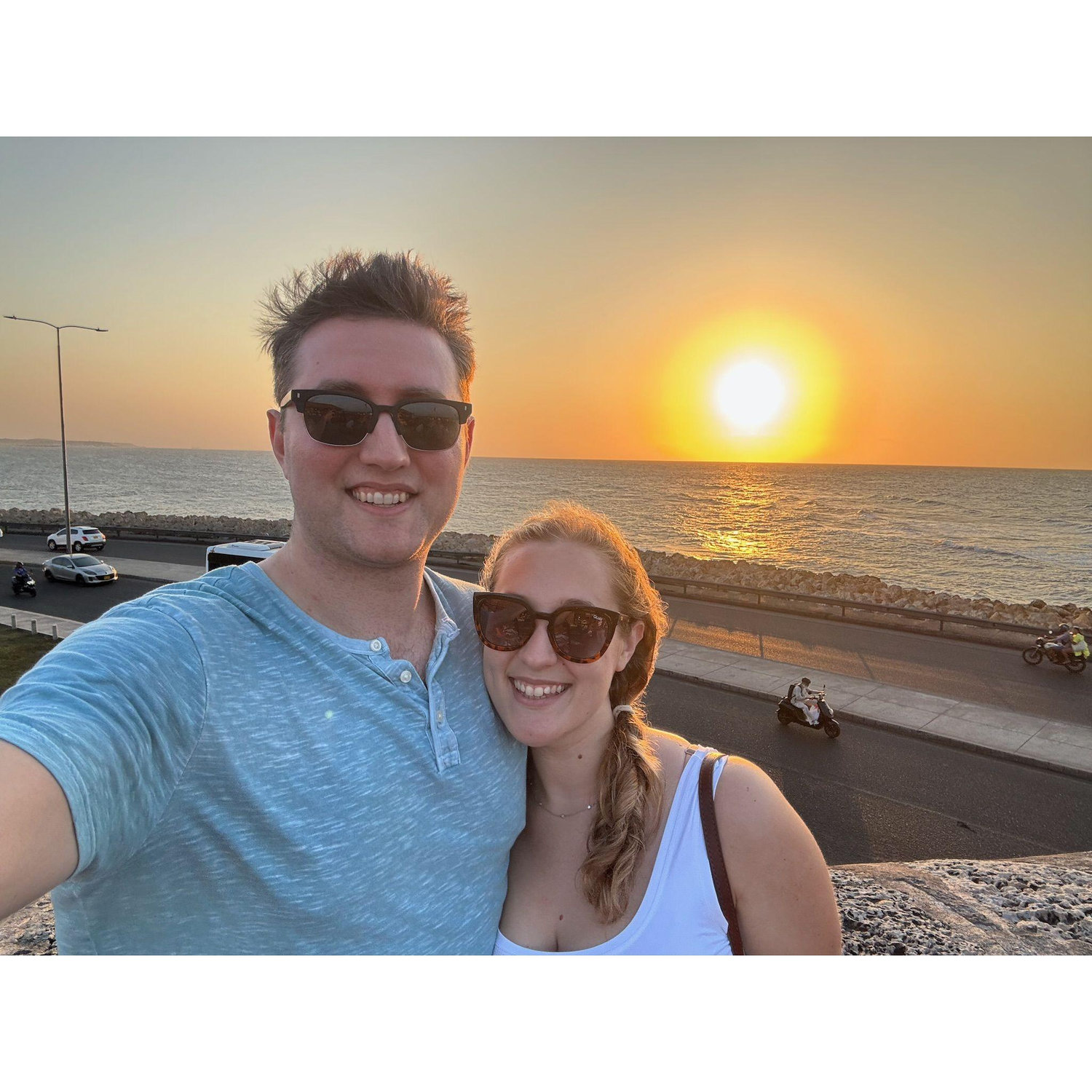 Colombian sunsets on a 1500s fortress wall