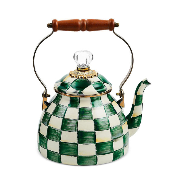 MacKenzie-Childs Emerald Check 2-Quart Tea Kettle