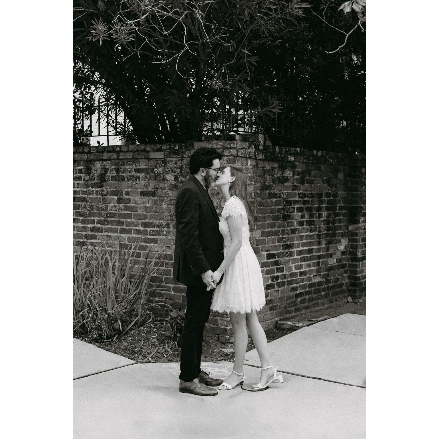Engagement photo shoot at the historic Prytania Theatre in Uptown New Orleans.