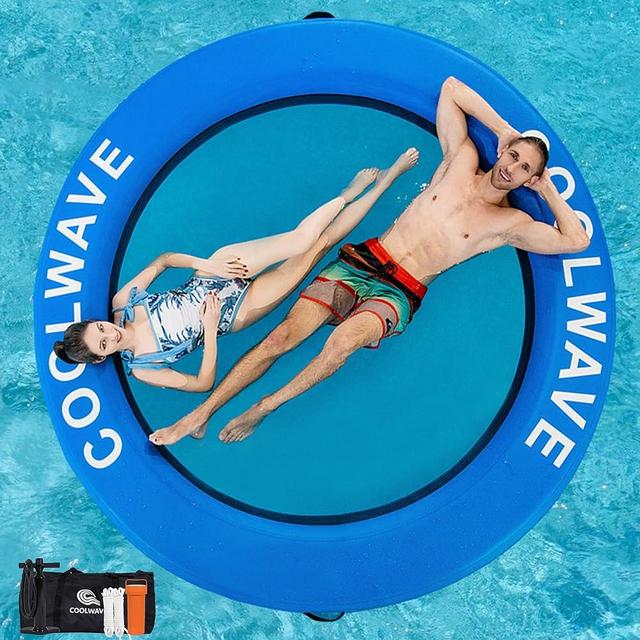 COOLWAVE Inflatable Water Hammock Floating Dock, Inflatable Raft for Family and Friends, Float Ring for Parties, Fits Multiple People, 6 FT/8FT/10FT