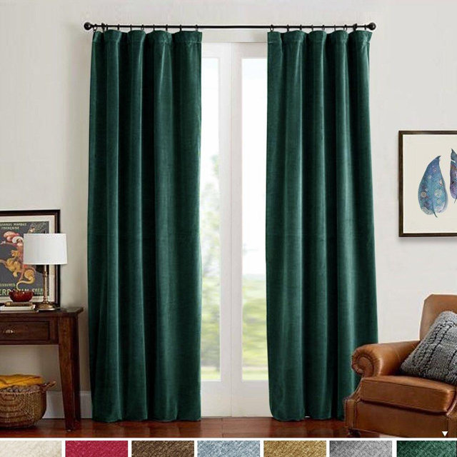 Lazzzy Blackout Velvet Curtains Green 84 inch Thermal Insulated Drapes for Living Dinning Room Darkening Window Treatment Rod Pocket Back Tab Home Decor Set of 2 Panels