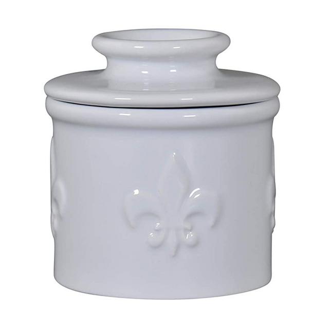 Butter Bell - The Original Butter Bell crock by L. Tremain, La Fleur Series of French ceramic butter keepers, Fleur de Lis Collection, Blanche